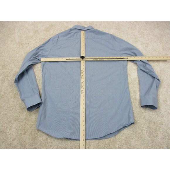 Theory Shirt Men Medium 17 32 33 Blue Long Sleeve Button Up Cotton Stretch * - Picture 8 of 16